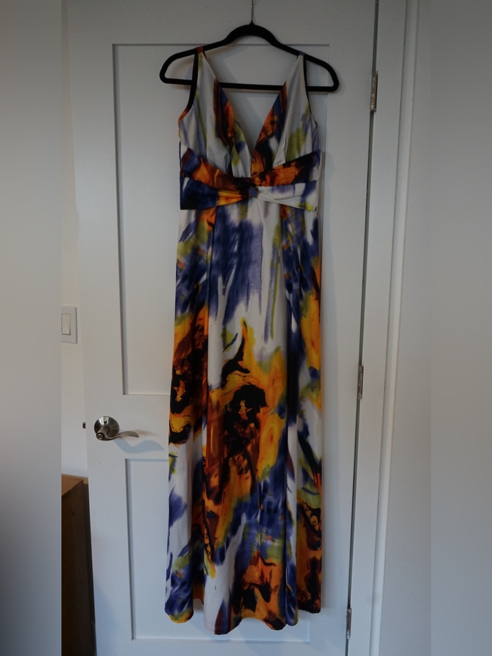 Luxxel Multicolor V-Neck Maxi Jumpsuit with Twist Front